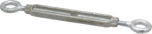 Made in USA - 800 Lb Load Limit, 5/16" Thread Diam, 4-1/2" Take Up, Steel Eye & Eye Turnbuckle - 9-9/16" Closed Length - Exact Industrial Supply
