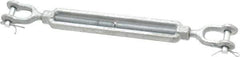 Made in USA - 1,200 Lb Load Limit, 3/8" Thread Diam, 6" Take Up, Steel Jaw & Jaw Turnbuckle - 12" Closed Length - Exact Industrial Supply