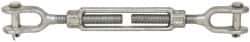 Made in USA - 5,200 Lb Load Limit, 3/4" Thread Diam, 6" Take Up, Steel Jaw & Jaw Turnbuckle - 17" Closed Length - Exact Industrial Supply
