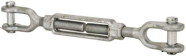 Made in USA - 10,000 Lb Load Limit, 1" Thread Diam, 6" Take Up, Steel Jaw & Jaw Turnbuckle - 18" Closed Length - Exact Industrial Supply