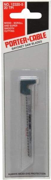 Porter-Cable - 3" Long, 20 Teeth per Inch, Carbon Steel Jig Saw Blade - Toothed Edge, 3/16" Wide x 0.048" Thick, Hook Shank, Ground Taper Tooth Set - Exact Industrial Supply