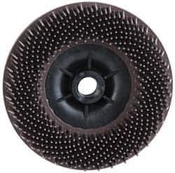 3M - 4-1/2" 36 Grit Ceramic Straight Disc Brush - Very Coarse Grade, Threaded Hole Connector, 3/4" Trim Length, 5/8-11 Threaded Arbor Hole - Exact Industrial Supply
