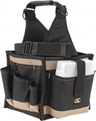CLC - 25 Pocket Black & Khaki Polyester Tool Tote - 8" Wide x 8" Deep x 17" High - Exact Industrial Supply