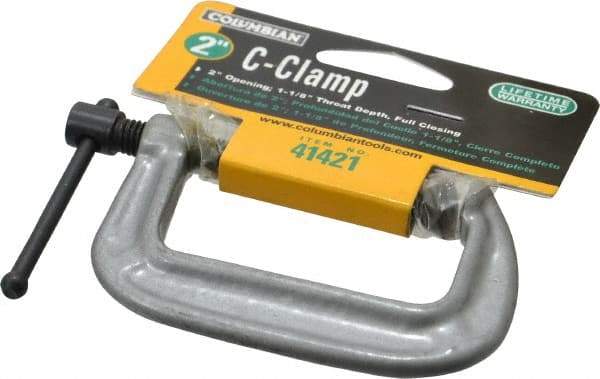 Wilton - Light-Duty 2" Max Opening, 1-1/8" Throat Depth, Ductile Iron Standard C-Clamp - 800 Lb Capacity, 0" Min Opening, Standard Throat Depth - Exact Industrial Supply