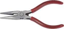 Proto - 5-9/16" OAL, 1-11/16" Jaw Length x 1/2" Jaw Width, Long Nose Side Cutting Chain Nose Pliers - Serrated Jaw, Needle Nose Head, Plastisol Handles, with Spring - Exact Industrial Supply