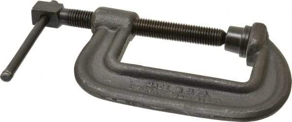 Wilton - Heavy-Duty 4" Max Opening, 2-1/4" Throat Depth, Forged Steel Standard C-Clamp - 10,000 Lb Capacity, 0" Min Opening, Standard Throat Depth, Cold Drawn Steel Screw - Exact Industrial Supply
