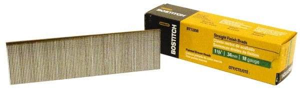 Stanley Bostitch - 18 Gauge 1-3/8" Long Brad Nails for Power Nailers - Steel, Galvanized Finish, Brad Head, Chisel Point - Exact Industrial Supply