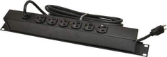 Wiremold - 6 Outlets, 120 Volts, 15 Amps, 15' Cord, Power Outlet Strip - 1 Circuits, Rack Mount, 5-15P NEMA Configuration, 19" Strip, cULus, UL Listed File 1449 - Exact Industrial Supply