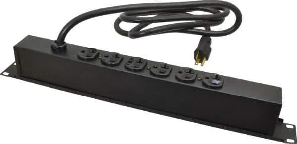 Wiremold - 6 Outlets, 120 Volts, 20 Amps, 6' Cord, Power Outlet Strip - Rack Mount, 6 Back NEMA Configuration, 19" Strip, cULus Recognized - Exact Industrial Supply
