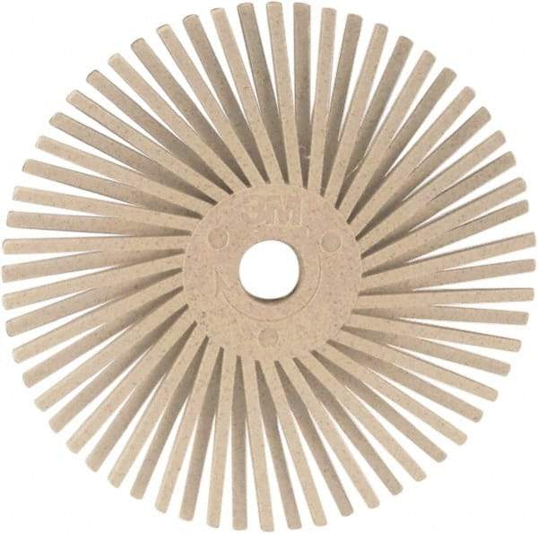 3M - 3" 120 Grit Ceramic Tapered Disc Brush - Fine Grade, Plain Hole Connector, 1" Trim Length, 0.37" Arbor Hole - Exact Industrial Supply