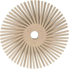 3M - 3" 120 Grit Ceramic Tapered Disc Brush - Fine Grade, Plain Hole Connector, 1" Trim Length, 0.37" Arbor Hole - Exact Industrial Supply