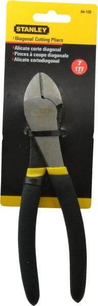 Stanley - 7-1/8" OAL, 1/2" Capacity, Cutting Pliers - 53/64" Jaw Length x 1-11/64" Jaw Width, Round Head, Cushion Grip Handle - Exact Industrial Supply