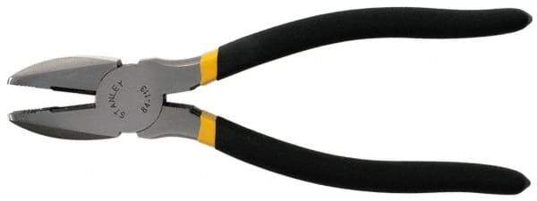 Stanley - 8-3/4" OAL, 1-15/32" Jaw Length, Side Cutting Linesman's Pliers - Serrated Jaw, Round Nose Head, Dual Dipped Handles - Exact Industrial Supply