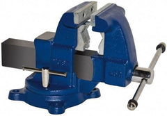 Yost Vises - 8" Jaw Width x 7-1/2" Jaw Opening Capacity, 6" Throat Depth, Bench & Pipe Combination Vise - 1/8 to 4-1/2" Pipe Capacity, Swivel Base, Bolt Down Attachment, Ductile Iron - Exact Industrial Supply