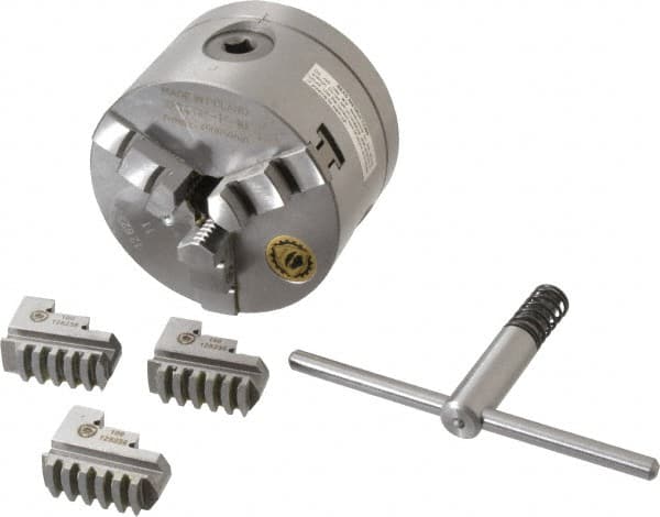 Self-Centering Manual Lathe Chuck: 3-Jaw, 4″ Dia 3,500 Max RPM