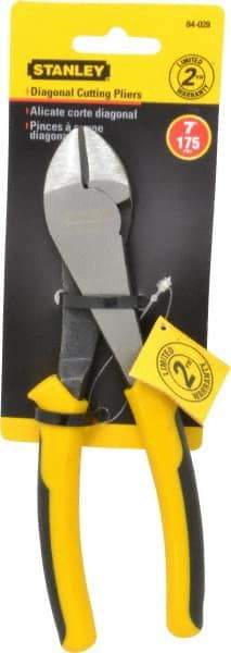 Stanley - 7" OAL, Cutting Pliers - 13/16" Jaw Length x 1-7/64" Jaw Width, Round Head, Thermo Plastic Elastomer (TPE) Handle - Exact Industrial Supply