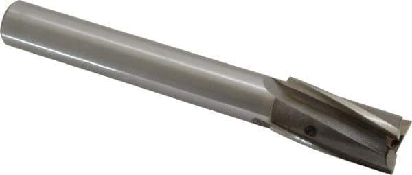 Value Collection - 25/32" Diam, 5/8" Shank, Diam, 3 Flutes, Straight Shank, Interchangeable Pilot Counterbore - 5-3/8" OAL, 3-7/8" OAL Shank, Bright Finish, High Speed Steel - Exact Industrial Supply
