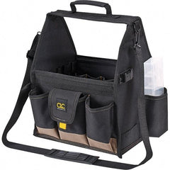 CLC - 20 Pocket Black Polyester Tool Tote - 12" Wide x 8-1/2" Deep x 14" High - Exact Industrial Supply