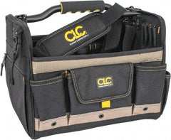 CLC - 21 Pocket Tan & Black Polyester Tool Tote - 14" Wide x 11" Deep x 11" High - Exact Industrial Supply
