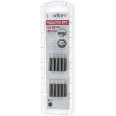 Wiha - 6mm Hex Screwdriver Bit - 1/4" Drive, 1" OAL - Exact Industrial Supply