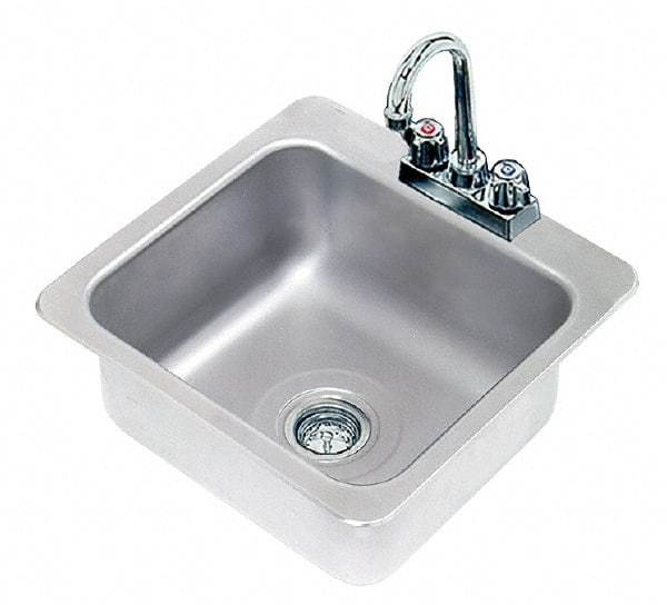 Advance Tabco - 16" Long x 14" Wide Inside, 1 Compartment, Stainless Steel Stainless Steel Drop In Sink - 20 Gauge, 19" Long x 18-1/2" Wide Outside, 8" Deep - Exact Industrial Supply