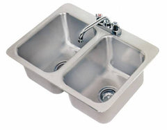 Advance Tabco - 10" Long x 14" Wide Inside, 2 Compartment, Stainless Steel Stainless Steel Drop In Sink - 20 Gauge, 24-7/8" Long x 18-1/2" Wide Outside, 10" Deep - Exact Industrial Supply