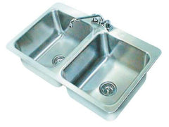 Advance Tabco - 14" Long x 16" Wide Inside, 2 Compartment, Stainless Steel Stainless Steel Drop In Sink - 18 Gauge, 33-1/2" Long x 20-1/2" Wide Outside, 10" Deep - Exact Industrial Supply