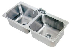 Advance Tabco - 20" Long x 16" Wide Inside, 2 Compartment, Stainless Steel Stainless Steel Drop In Sink - 18 Gauge, 45-1/2" Long x 20-1/2" Wide Outside, 12" Deep - Exact Industrial Supply