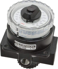 Wilkerson - 3/8 NPT Port, 180 CFM, Zinc Dial Air Regulator - 5 to 160 psi Range, 300 Max psi Supply Pressure, 1/4" Gauge Port Thread, 3.2" Wide x 4.19" High - Exact Industrial Supply