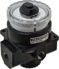 Wilkerson - 1/4 NPT Port, 117 CFM, Zinc Dial Air Regulator - 5 to 160 psi Range, 300 Max psi Supply Pressure, 1/4" Gauge Port Thread, 3.2" Wide x 4.19" High - Exact Industrial Supply