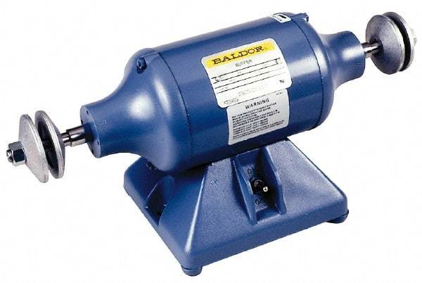 Baldor - 10" Wheel Diam x 1-1/4" Wheel Width, 1-1/2 hp Buffer - 7/8" Arbor Hole Diam, 3 Phase, 1,800 Max RPM, 208/230/460 Volts - Exact Industrial Supply