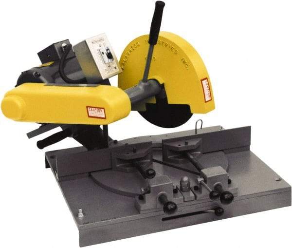 Kalamazoo - 10" Blade Diam, 5/8" Arbor Hole, Miter Chop & Cutoff Saw - 3,450 RPM, 3 hp, 110/220 & 220/440 Volts, 1 or 3 Phase - Exact Industrial Supply