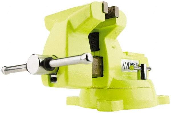 Wilton - 6" Jaw Width x 5-3/4" Jaw Opening Capacity, 4-1/8" Throat Depth, Bench & Pipe Combination Vise - 1/4 to 3-1/2" Pipe Capacity, Swivel Base, Bolt Down Attachment, Ductile Iron - Exact Industrial Supply