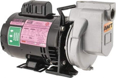 American Machine & Tool - 115/230 Volt, 1 Phase, 1/3 HP, Chemical Transfer Self Priming Centrifugal Pump - 1 Inch Inlet, Stainless Steel and Cast Iron Housing, Stainless Steel Impeller, 44 Ft. Shut Off, Viton Seal - Exact Industrial Supply