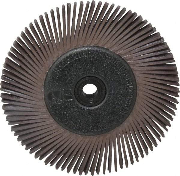 3M - 6" Diam, 1/2" Max Face Width, Plain Hole Radial Bristle Brush - 36 Grit, Very Coarse Grade, 6,000 Max RPM, Dark Brown - Exact Industrial Supply