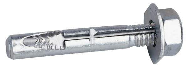Wej-It - 3/8" Diam, 3/8" Drill, 3-1/2" OAL, Wedge Expansion Concrete Anchor - Steel, Zinc-Plated Finish, Hex Nut Head, Hex Drive, 3/4" Thread Length - Exact Industrial Supply