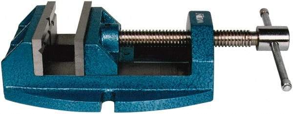 Wilton - 4" Jaw Opening Capacity x 2-1/8" Throat Depth, Horizontal Drill Press Vise - 4" Wide x 2-1/8" High Jaw, Stationary Base, Standard Speed, 10-1/4" OAL x 3.4" Overall Height, Cast Iron - Exact Industrial Supply