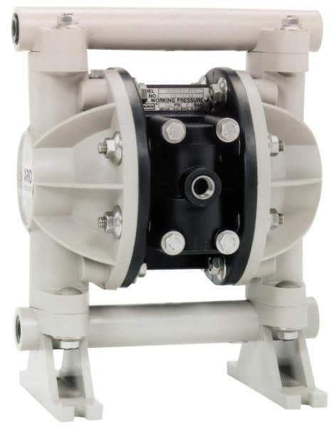 ARO/Ingersoll-Rand - 1/2" NPT, Nonmetallic, Air Operated Diaphragm Pump - PTFE Diaphragm, Polypropylene Housing - Exact Industrial Supply