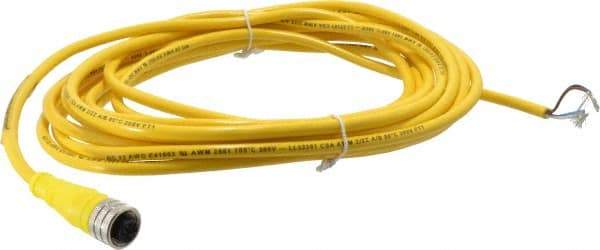 Brad Harrison - 4 Amp, M12 Female Straight to Pigtail Cordset Sensor and Receptacle - 250 VAC/VDC, 5m Cable Length, IP67 Ingress Rating - Exact Industrial Supply
