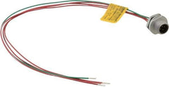 Brad Harrison - 4 Amp, 1/2-20 UNF Male Straight Receptacle - 250 VAC/VDC, 0.31m Cable Length, IP67 Ingress Rating - Exact Industrial Supply