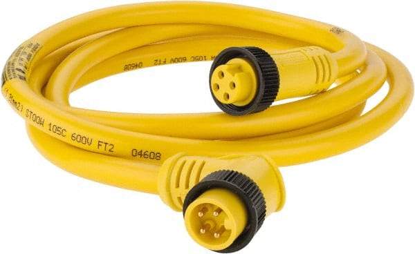 Brad Harrison - 10 Amp, Female 90° to Male 90° Cordset Sensor and Receptacle - 600 VAC/VDC, 6 Ft. Long Cable, IP68 Ingress Rating - Exact Industrial Supply