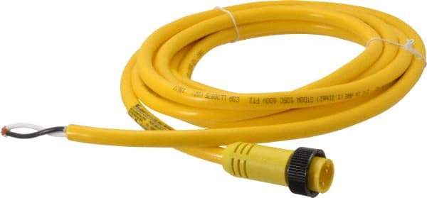Brad Harrison - 13 Amp, Male Straight to Pigtail Cordset Sensor and Receptacle - 600 Volt, 3.66m Cable Length, IP67 Ingress Rating - Exact Industrial Supply