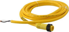 Brad Harrison - 13 Amp, Male Straight to Pigtail Cordset Sensor and Receptacle - 600 Volt, 3.66m Cable Length, IP67 Ingress Rating - Exact Industrial Supply