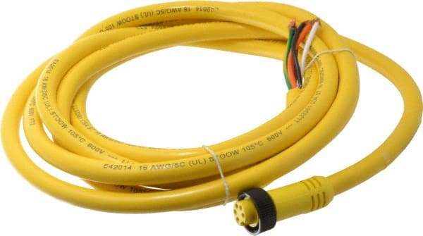 Brad Harrison - 8 Amp, Female Straight to Pigtail Cordset Sensor and Receptacle - 600 Volt, 3.66m Cable Length, IP67 Ingress Rating - Exact Industrial Supply