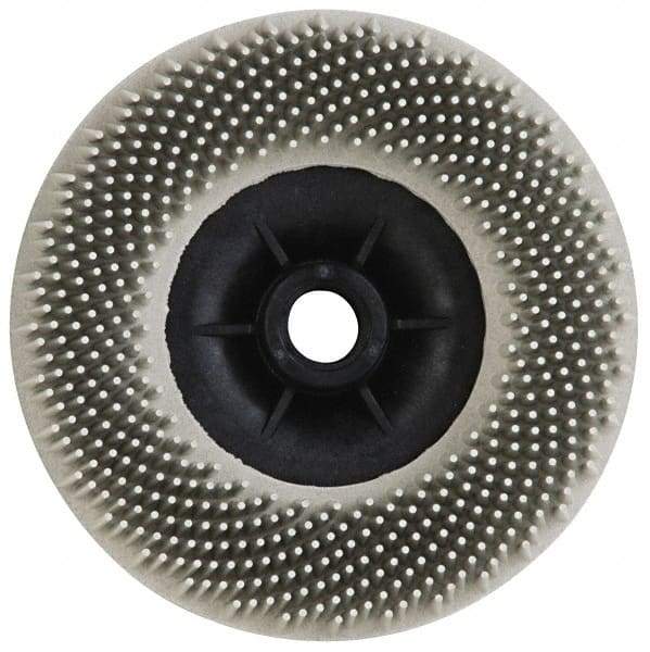 3M - 4-1/2" 120 Grit Ceramic Straight Disc Brush - Fine Grade, Threaded Hole Connector, 3/4" Trim Length, 5/8-11 Threaded Arbor Hole - Exact Industrial Supply
