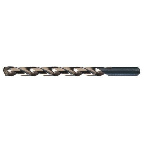 3/8 RHS / RHC HSS-CO 8% (M42) 135 Degree Split Point Cobalt Heavy Duty Taper Length Drill - Straw / Gold Oxide - Exact Industrial Supply