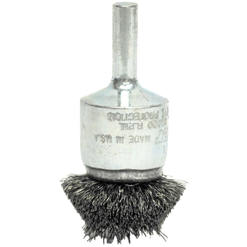 1-1/2″ Circular Flared Crimped Wire End Brush, .006″ Stainless Steel Fill - Exact Industrial Supply