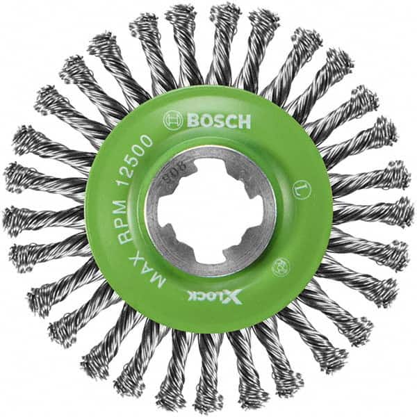 Bosch - 4-1/2" OD, 5/8" Arbor Hole, Knotted Stainless Steel Wheel Brush - Exact Industrial Supply