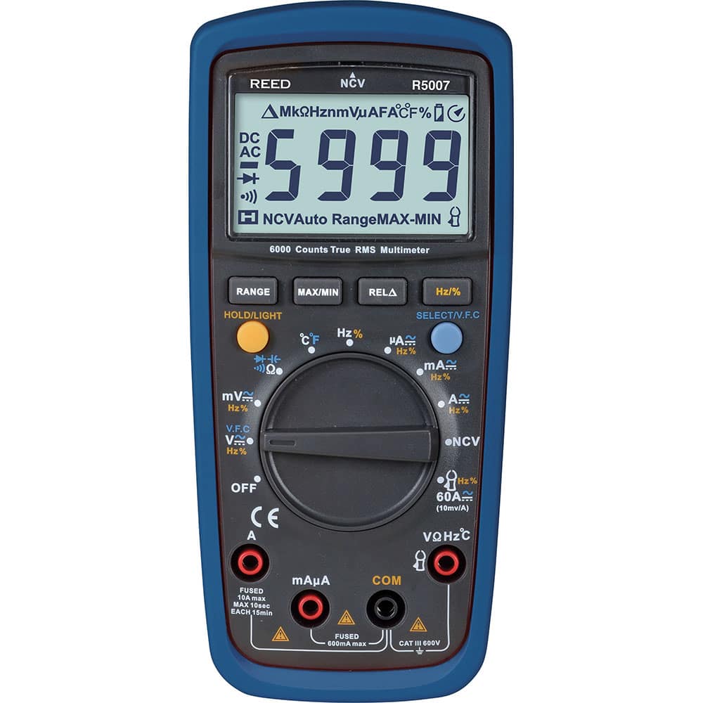 REED Instruments - Multimeters; Multimeter Type: Auto Ranging; Compact; Digital; Manual Ranging; True RMS ; Measures: Capacitance; Continuity; Current; Diode Test; Frequency; microAmps; Milliamps; mVDC; Resistance; Temperature; Voltage ; CAT Rating: CAT - Exact Industrial Supply