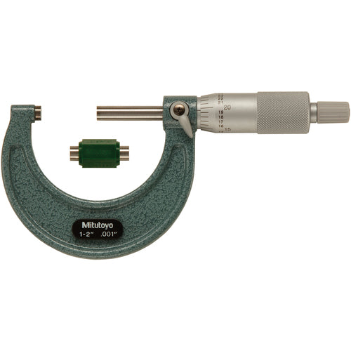 1″-2″ Measuring Range-0.001″ Graduation - Ratchet Thimble - Carbide Face - Outside Micrometer - Exact Industrial Supply